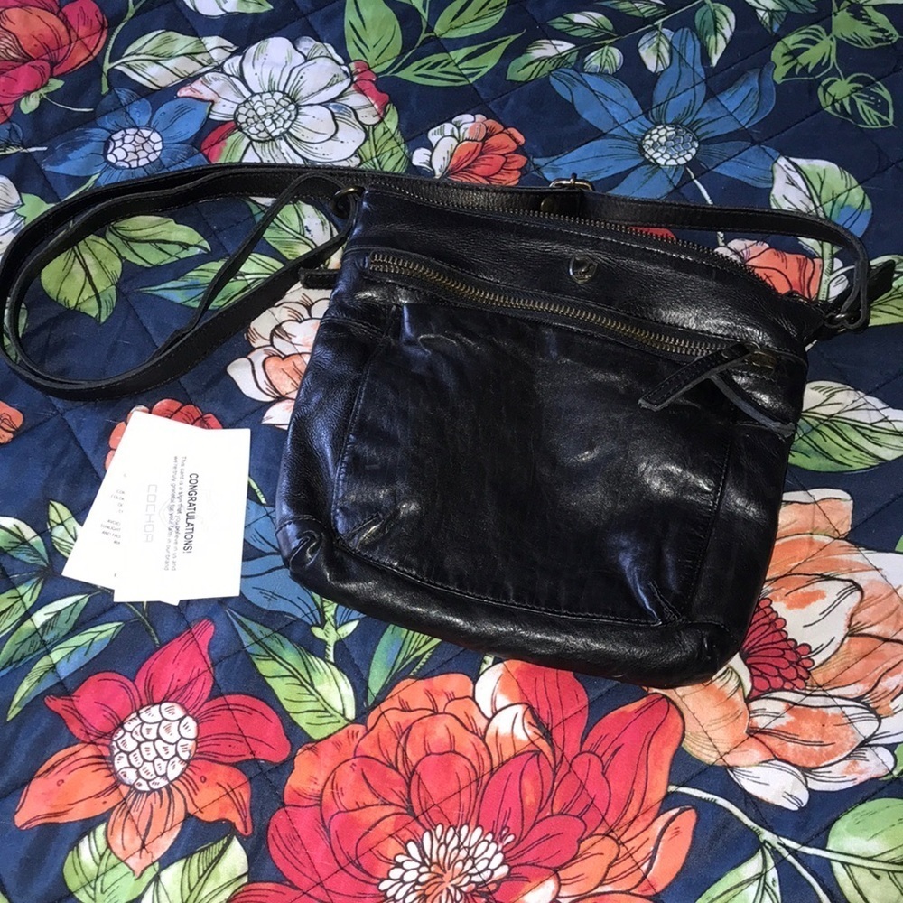 Black leather crossbody